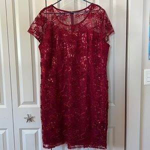 Carina Fashion, 3XL, maroon lace dress with under slip